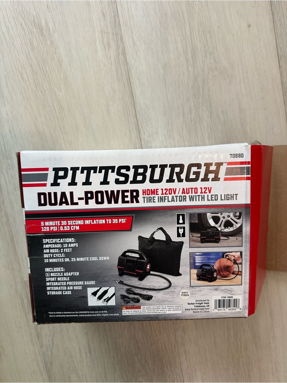 Dual-Power Black Tire Inflator - Home 120V / Auto 12V